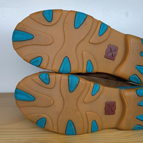 Twisted X Boots Chukka Driving Moccasin Brown Turquoise Diamonds Women's 6.5 M - Picture 10 of 12